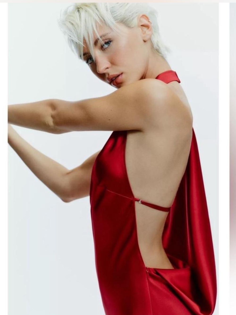 Zara Red Satin Evening Dress